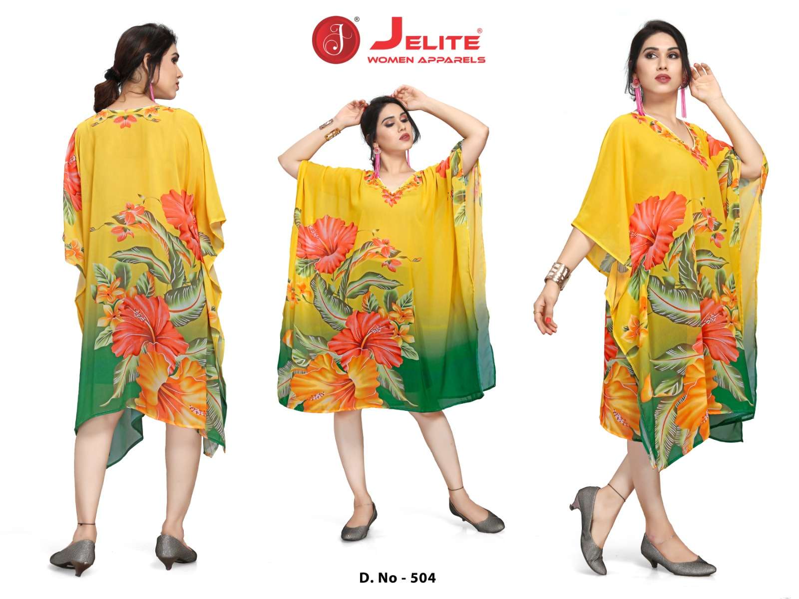 JISHA KAFTAN BY JELITE PRESENTS BEACHWEAR KAFTAN VOL-1 FANCY KAFTAN CATALOG WHOLESALER AND EXPORTER 