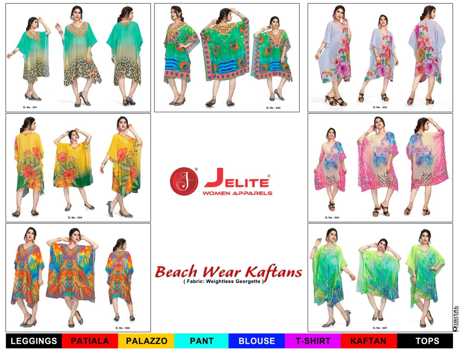 JISHA KAFTAN BY JELITE PRESENTS BEACHWEAR KAFTAN VOL-1 FANCY KAFTAN CATALOG WHOLESALER AND EXPORTER 