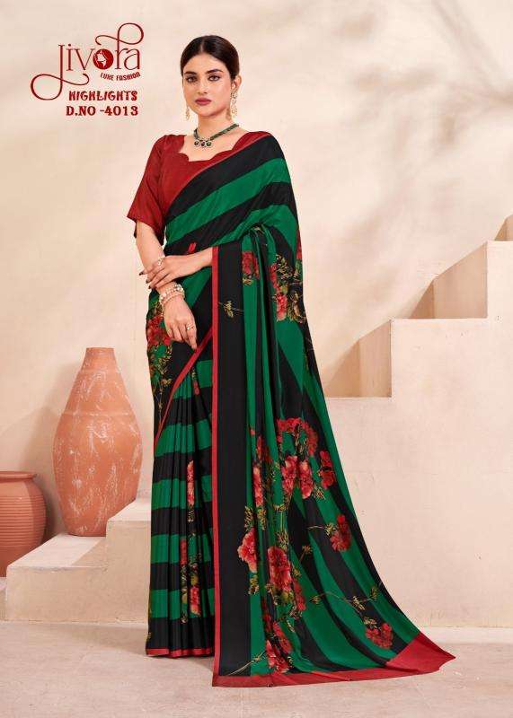 JIVORA PRESENTS HIGHLIGHT LUKE FASHION DIGITAL PRINT CRAPE SILK UNIQUE SAREES CATALOG WHOLESALER AND EXPORTER 