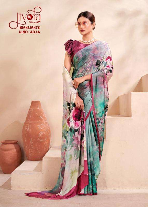 JIVORA PRESENTS HIGHLIGHT LUKE FASHION DIGITAL PRINT CRAPE SILK UNIQUE SAREES CATALOG WHOLESALER AND EXPORTER 
