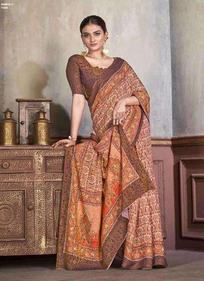 JIVORA PRESENTS LUKE FASHION SAMUI VOL-3 NATURAL SILK JACQUARD PRINT WOMEN SAREES CATALOG WHOLOESALER AND EXPORTER 