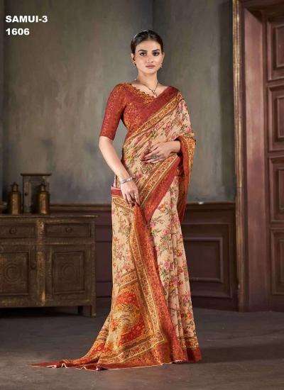JIVORA PRESENTS LUKE FASHION SAMUI VOL-3 NATURAL SILK JACQUARD PRINT WOMEN SAREES CATALOG WHOLOESALER AND EXPORTER 