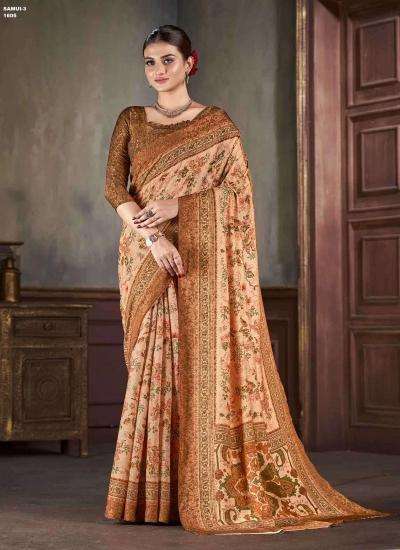JIVORA PRESENTS LUKE FASHION SAMUI VOL-3 NATURAL SILK JACQUARD PRINT WOMEN SAREES CATALOG WHOLOESALER AND EXPORTER 