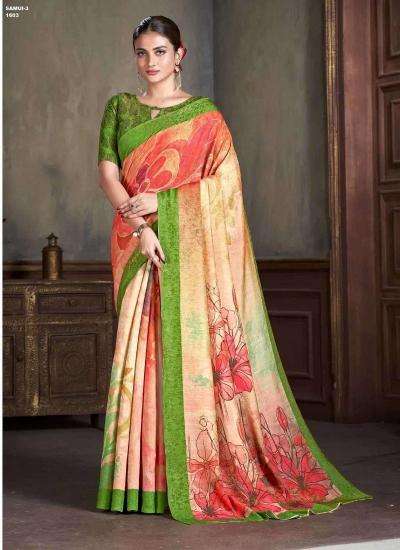 JIVORA PRESENTS LUKE FASHION SAMUI VOL-3 NATURAL SILK JACQUARD PRINT WOMEN SAREES CATALOG WHOLOESALER AND EXPORTER 