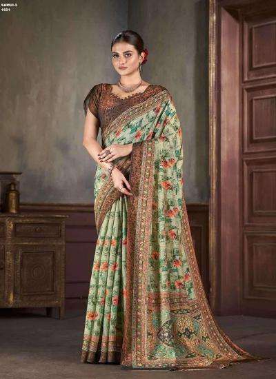 JIVORA PRESENTS LUKE FASHION SAMUI VOL-3 NATURAL SILK JACQUARD PRINT WOMEN SAREES CATALOG WHOLOESALER AND EXPORTER 