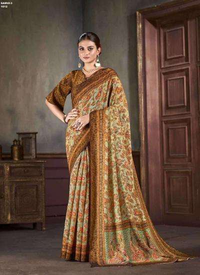 JIVORA PRESENTS LUKE FASHION SAMUI VOL-3 NATURAL SILK JACQUARD PRINT WOMEN SAREES CATALOG WHOLOESALER AND EXPORTER 