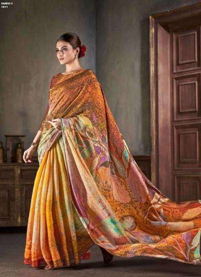 JIVORA PRESENTS LUKE FASHION SAMUI VOL-3 NATURAL SILK JACQUARD PRINT WOMEN SAREES CATALOG WHOLOESALER AND EXPORTER 