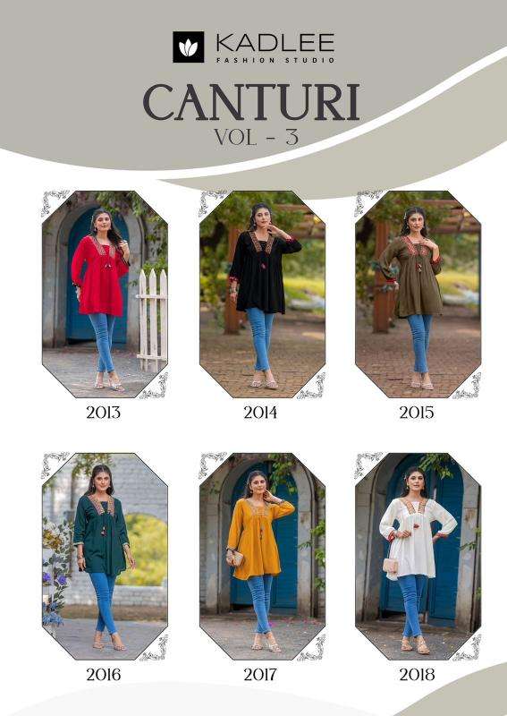 KADLEE PRESENTS CENTURI VOL-3 THREAD WORK READYMADE RAYON KURTI CATALOG WHOLESALER AND EXPORTER 