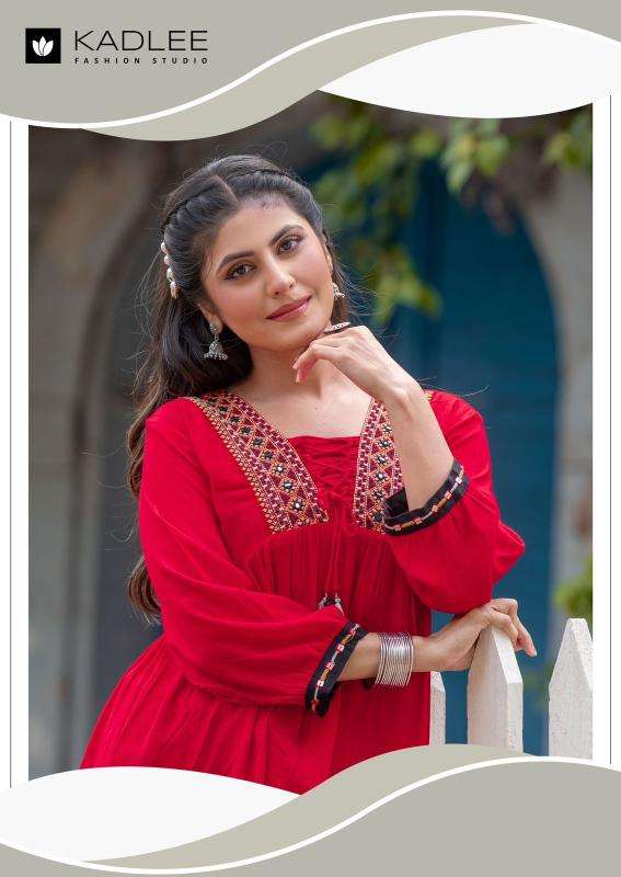 KADLEE PRESENTS CENTURI VOL-3 THREAD WORK READYMADE RAYON KURTI CATALOG WHOLESALER AND EXPORTER 