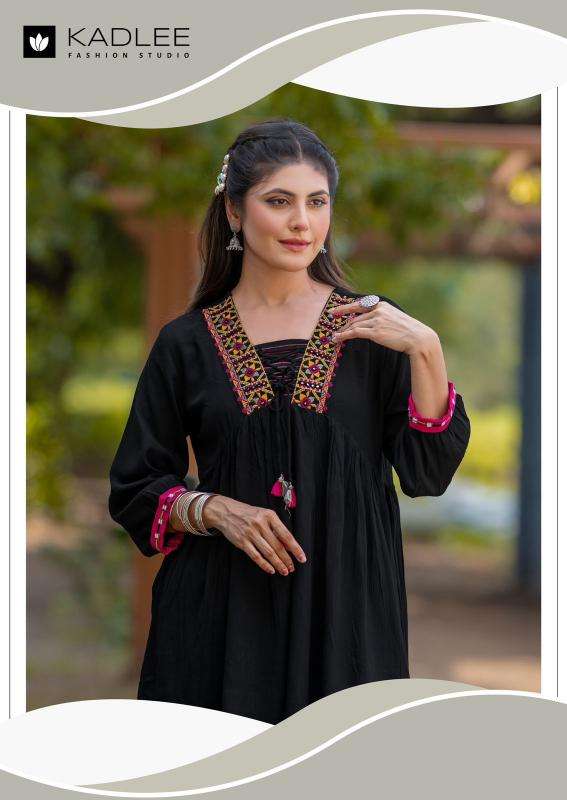 KADLEE PRESENTS CENTURI VOL-3 THREAD WORK READYMADE RAYON KURTI CATALOG WHOLESALER AND EXPORTER 