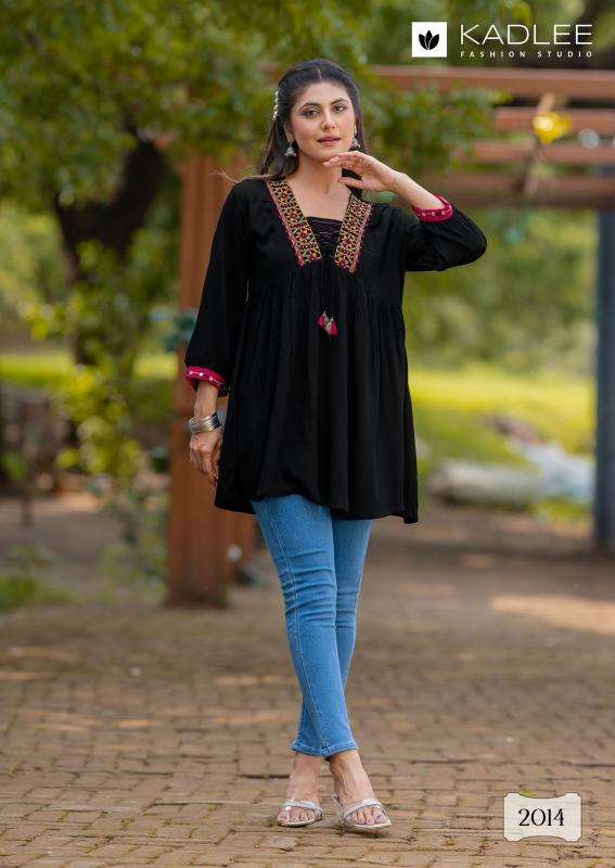 KADLEE PRESENTS CENTURI VOL-3 THREAD WORK READYMADE RAYON KURTI CATALOG WHOLESALER AND EXPORTER 