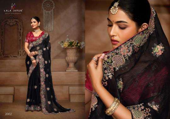 KALA JAMUN PRESENTS KARMA VOL-1 CHIFFON SILK DESIGNER SAREE FOR WOMEN CATALOG WHOLESALER AND EXPORTER 