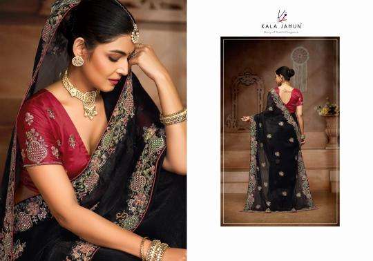 KALA JAMUN PRESENTS KARMA VOL-1 CHIFFON SILK DESIGNER SAREE FOR WOMEN CATALOG WHOLESALER AND EXPORTER 