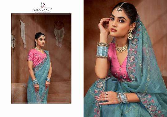 KALA JAMUN PRESENTS KARMA VOL-1 CHIFFON SILK DESIGNER SAREE FOR WOMEN CATALOG WHOLESALER AND EXPORTER 