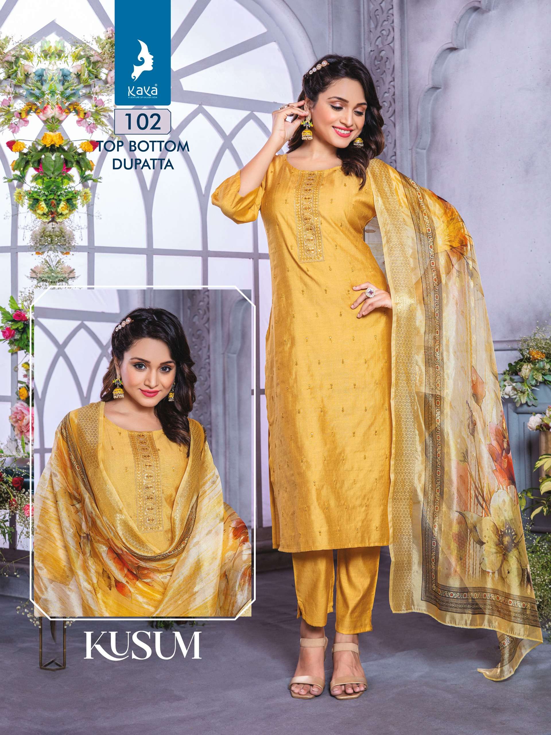 KAYA PRESENT KUSUM VICHITRA SILK READYMADE KURTIS CATALOG WHOLESALER AND EXPORTER IN SURAT 