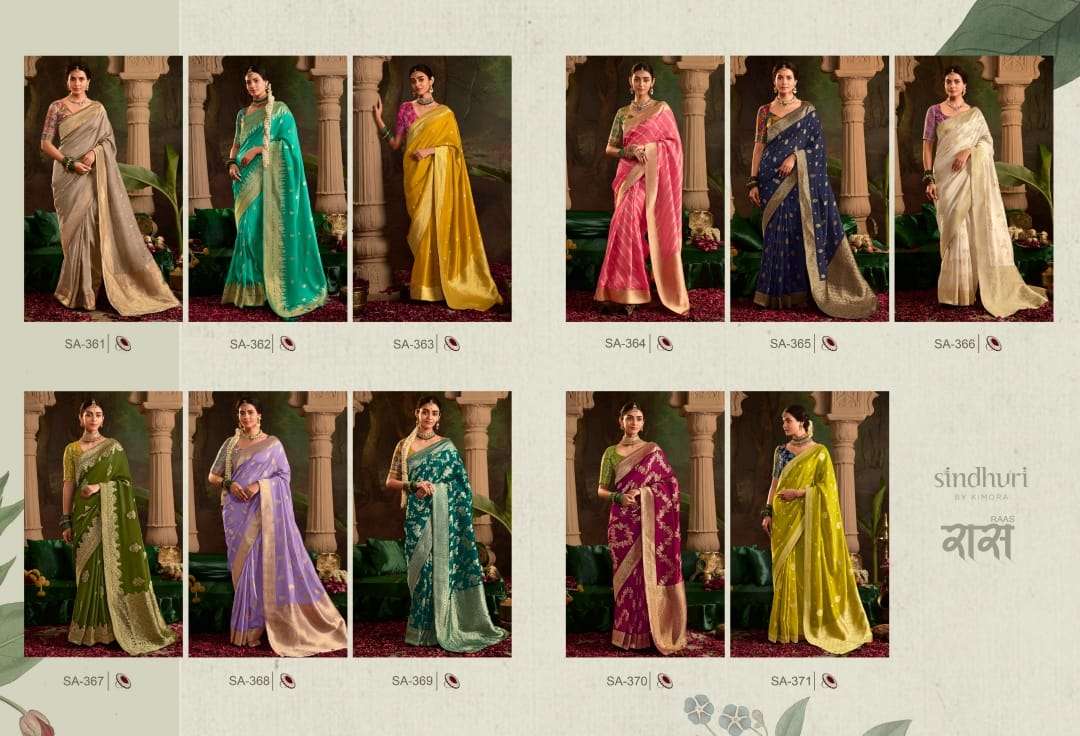 KIMORA PRESENTS SINDHURI RAAS FANCY DESIGNER SILK SAREES CATALOG WHOLESALER AND EXPORTER IN SURAT
