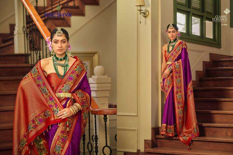 KRESHVA PRESENTS AMAYA BANARASI SILK PARTY WEAR SAREE WITH BLOUSE CATALOG WHOLESALER AND EXPORTER 
