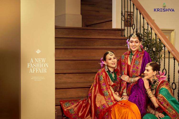 KRESHVA PRESENTS AMAYA BANARASI SILK PARTY WEAR SAREE WITH BLOUSE CATALOG WHOLESALER AND EXPORTER 