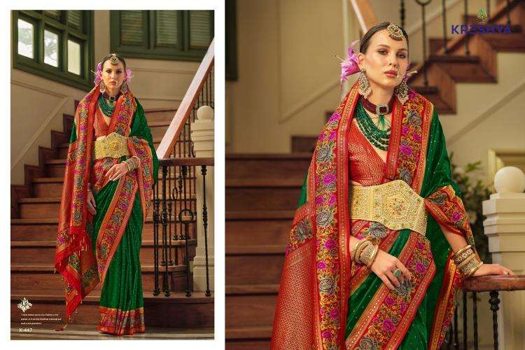 KRESHVA PRESENTS AMAYA BANARASI SILK PARTY WEAR SAREE WITH BLOUSE CATALOG WHOLESALER AND EXPORTER 
