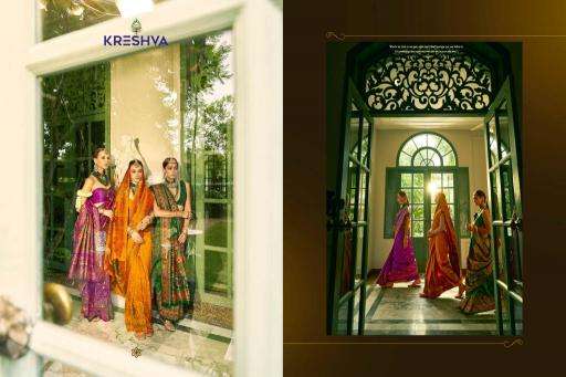 KRESHVA PRESENTS KASHMIR VOL-1 BANARASI SILK WEAVING DESIGN TRENDY SAREES CATALOG WHOLESALER AND EXPORTER 