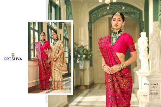 KRESHVA PRESENTS KASHMIR VOL-1 BANARASI SILK WEAVING DESIGN TRENDY SAREES CATALOG WHOLESALER AND EXPORTER 
