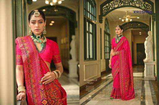 KRESHVA PRESENTS KASHMIR VOL-1 BANARASI SILK WEAVING DESIGN TRENDY SAREES CATALOG WHOLESALER AND EXPORTER 