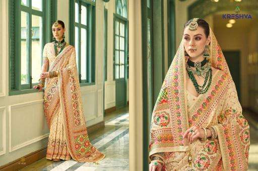 KRESHVA PRESENTS KASHMIR VOL-1 BANARASI SILK WEAVING DESIGN TRENDY SAREES CATALOG WHOLESALER AND EXPORTER 