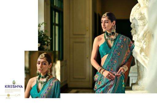 KRESHVA PRESENTS KASHMIR VOL-1 BANARASI SILK WEAVING DESIGN TRENDY SAREES CATALOG WHOLESALER AND EXPORTER 