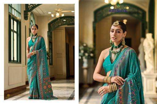 KRESHVA PRESENTS KASHMIR VOL-1 BANARASI SILK WEAVING DESIGN TRENDY SAREES CATALOG WHOLESALER AND EXPORTER 