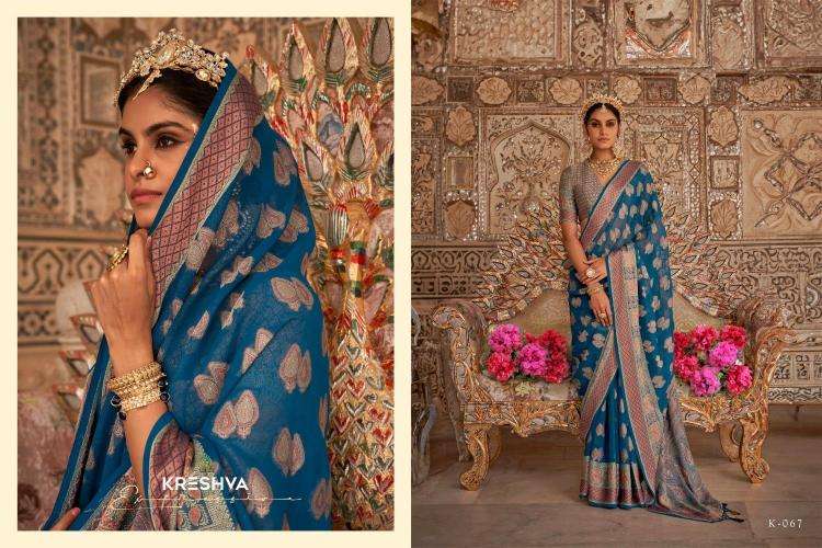 KRESHVA PRESENTS UPANYAAS WEAVING DESIGNER FESTIVAL WEAR GEORGETTE SAREES CATALOG WHOLESALER AND EXPORTER 