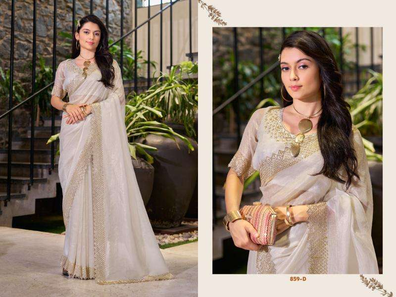 MEHEK PRESENTS 859A-885E SERIES PAULA SUPER COAT ZARKAN FESTIVAL WEAR SAREE CATALOG WHOLESALER AND EXPORTER IN SURAT 