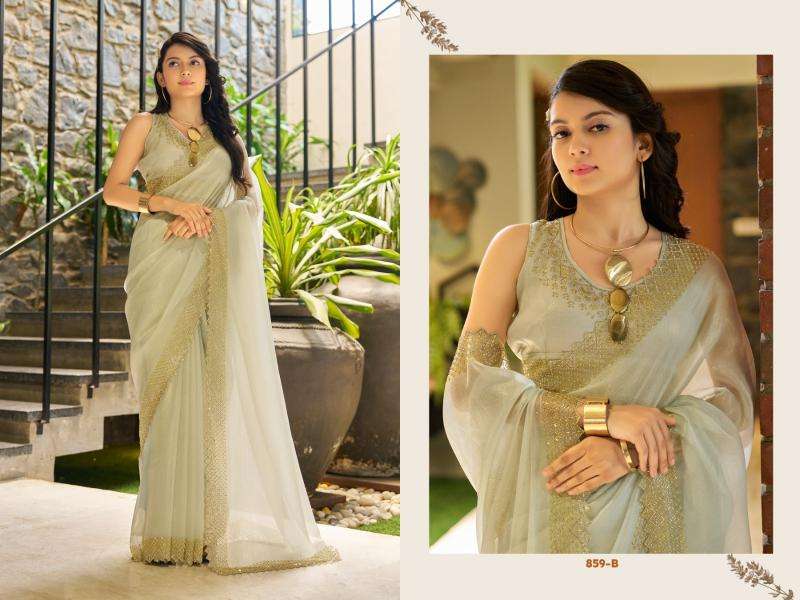 MEHEK PRESENTS 859A-885E SERIES PAULA SUPER COAT ZARKAN FESTIVAL WEAR SAREE CATALOG WHOLESALER AND EXPORTER IN SURAT 