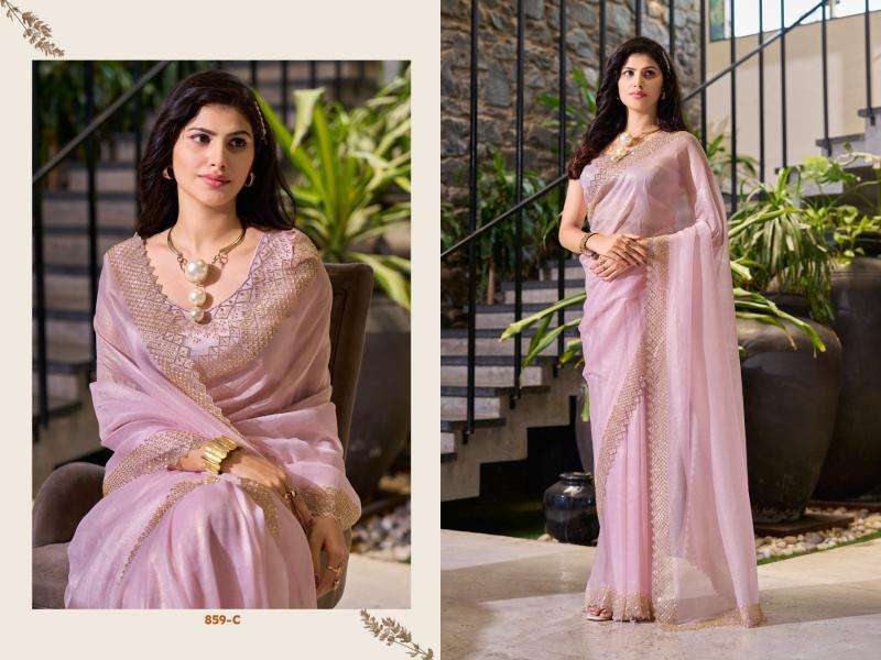 MEHEK PRESENTS 859A-885E SERIES PAULA SUPER COAT ZARKAN FESTIVAL WEAR SAREE CATALOG WHOLESALER AND EXPORTER IN SURAT 