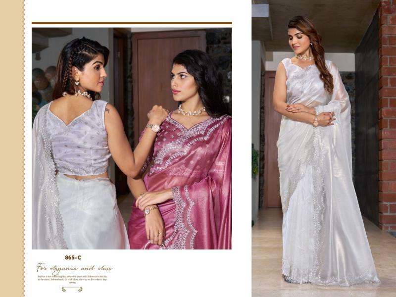 MEHEK PRESENTS MEHEK 865A- 865E RAINA SILK JARKAN HANDWORK FESTIVE WEAR INDIAN ETHNIC SAREES CATALOG WHOLESALER AND EXPORTER 