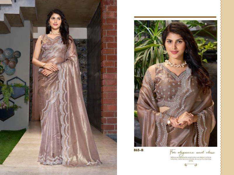MEHEK PRESENTS MEHEK 865A- 865E RAINA SILK JARKAN HANDWORK FESTIVE WEAR INDIAN ETHNIC SAREES CATALOG WHOLESALER AND EXPORTER 