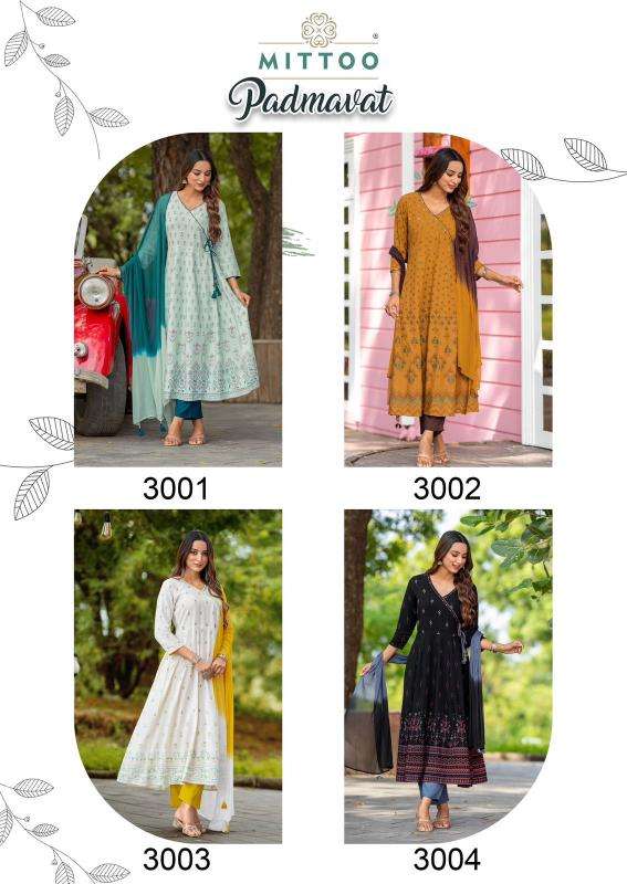 MITTOO PRESENTS PADMAVAT VOL-1 READYMADE RAYON CLASSIC INDIAN KURTIS CATALOG WHOLESALER AND EXPORTER 