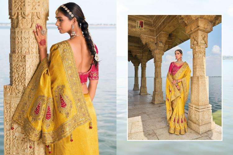 MN PRESENTS SHAHI POSHAK VOL-2 7701-7711 HIT DESIGN SAREE WITH BLOUSE CATALOG WHOLESALER AND EXPORTER IN SURAT