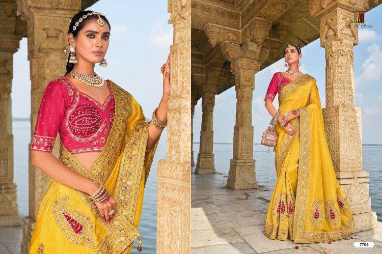 MN PRESENTS SHAHI POSHAK VOL-2 7701-7711 HIT DESIGN SAREE WITH BLOUSE CATALOG WHOLESALER AND EXPORTER IN SURAT