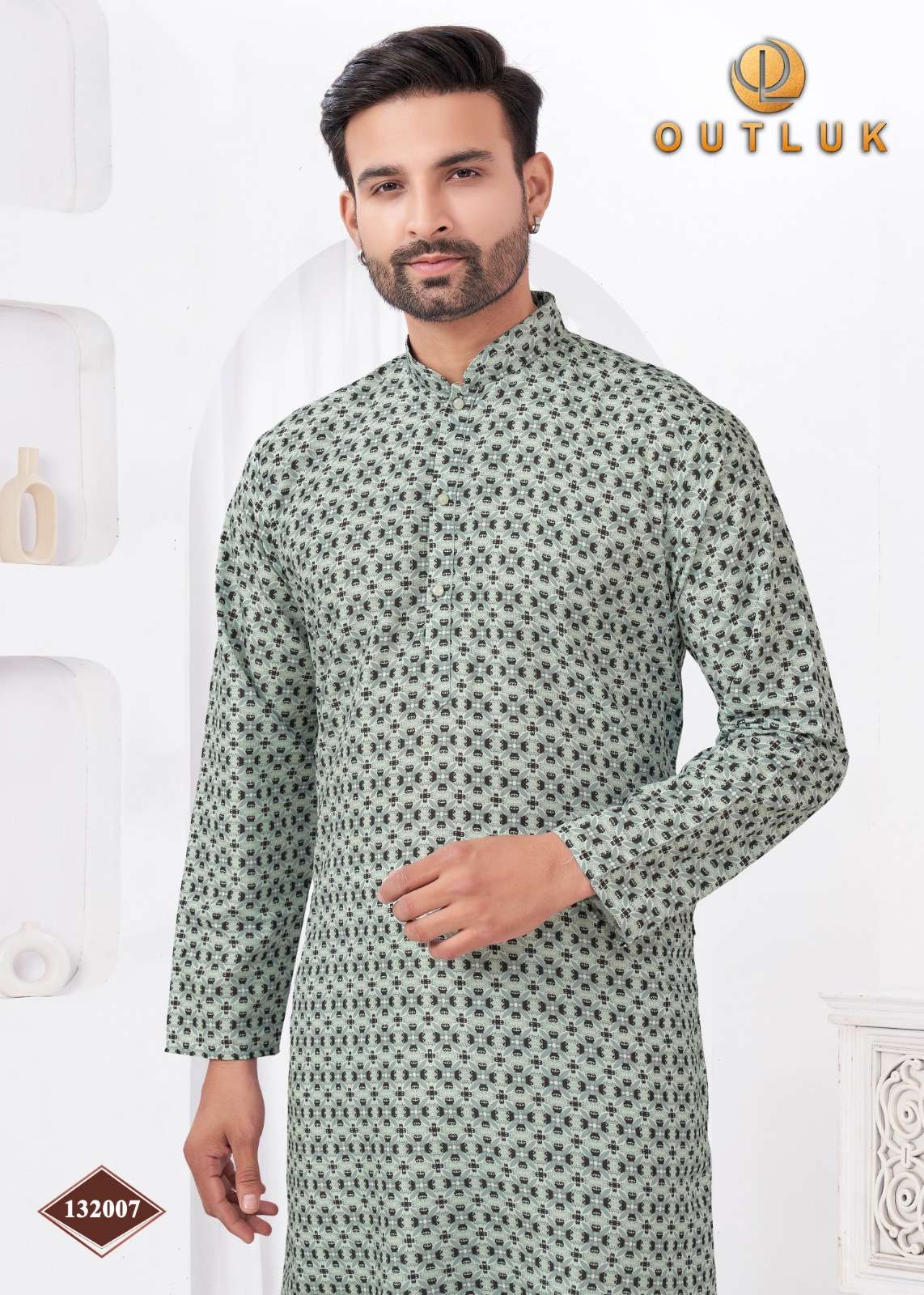 OUTLUK PRESENTS WEDDING COLLECTION VOL-132 READYMADE RAYON COTTON DIGITAL MENS KURTA PAJAMA CATALOG WHOLESALER AND EXPORTER 
