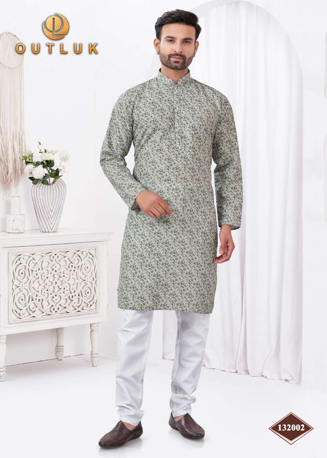 OUTLUK PRESENTS WEDDING COLLECTION VOL-132 READYMADE RAYON COTTON DIGITAL MENS KURTA PAJAMA CATALOG WHOLESALER AND EXPORTER 