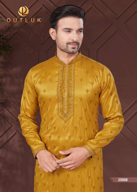 OUTLUK PRESENTS WEDDING COLLECTION VOL-25 PURE SILK READYMADE ATTRACTIVE KURTA PAJAMA CATALOG WHOLESALER AND EXPORTER 