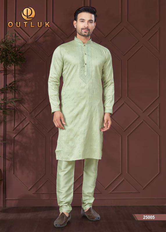 OUTLUK PRESENTS WEDDING COLLECTION VOL-25 PURE SILK READYMADE ATTRACTIVE KURTA PAJAMA CATALOG WHOLESALER AND EXPORTER 