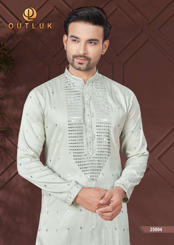 OUTLUK PRESENTS WEDDING COLLECTION VOL-25 PURE SILK READYMADE ATTRACTIVE KURTA PAJAMA CATALOG WHOLESALER AND EXPORTER 