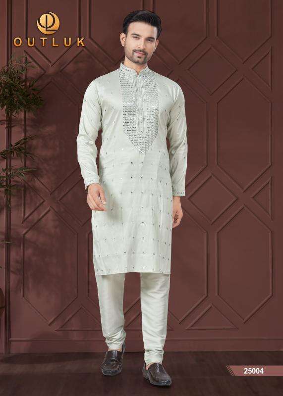 OUTLUK PRESENTS WEDDING COLLECTION VOL-25 PURE SILK READYMADE ATTRACTIVE KURTA PAJAMA CATALOG WHOLESALER AND EXPORTER 
