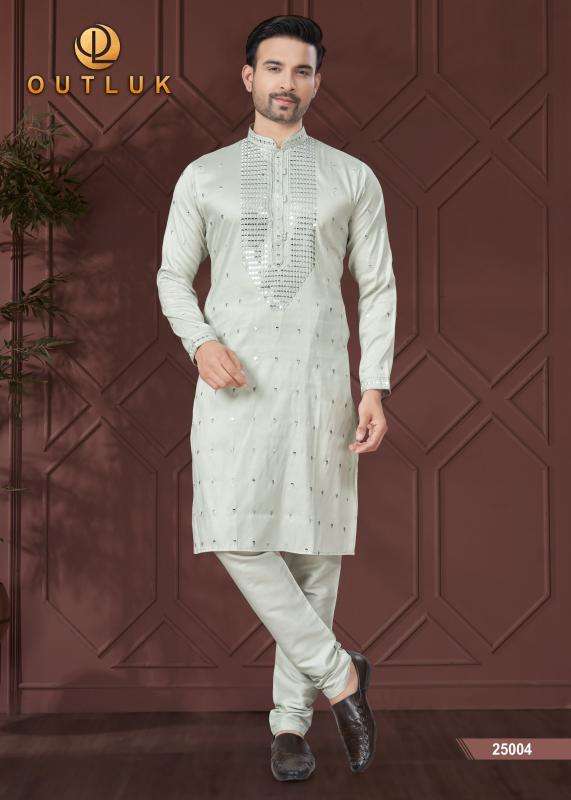 OUTLUK PRESENTS WEDDING COLLECTION VOL-25 PURE SILK READYMADE ATTRACTIVE KURTA PAJAMA CATALOG WHOLESALER AND EXPORTER 
