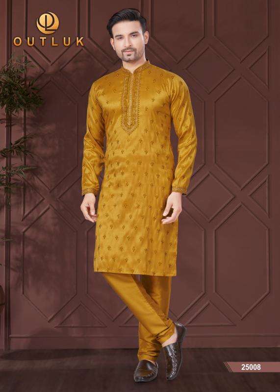 OUTLUK PRESENTS WEDDING COLLECTION VOL-25 PURE SILK READYMADE ATTRACTIVE KURTA PAJAMA CATALOG WHOLESALER AND EXPORTER 