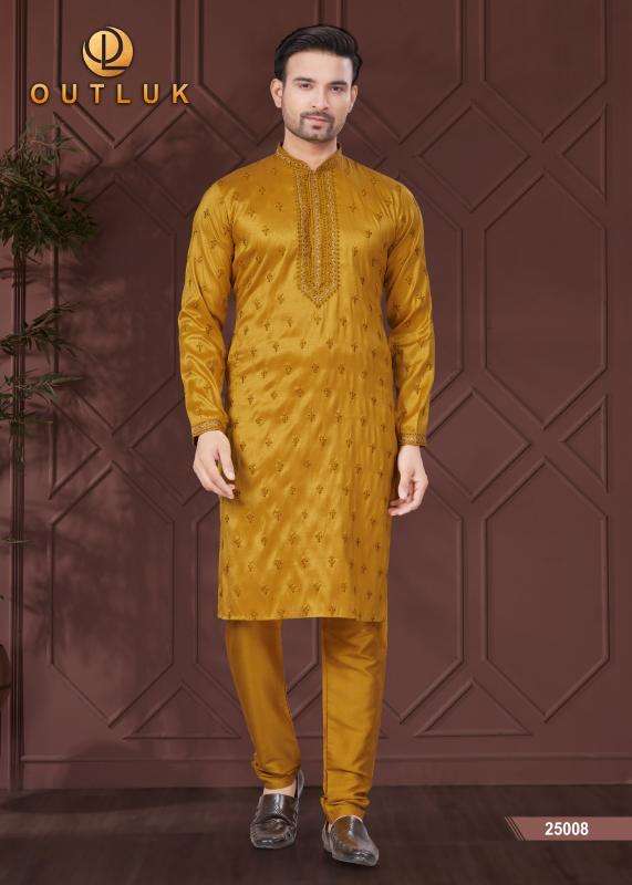 OUTLUK PRESENTS WEDDING COLLECTION VOL-25 PURE SILK READYMADE ATTRACTIVE KURTA PAJAMA CATALOG WHOLESALER AND EXPORTER 