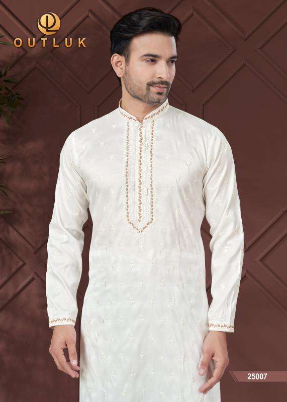 OUTLUK PRESENTS WEDDING COLLECTION VOL-25 PURE SILK READYMADE ATTRACTIVE KURTA PAJAMA CATALOG WHOLESALER AND EXPORTER 