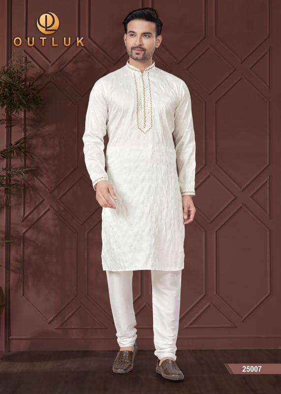 OUTLUK PRESENTS WEDDING COLLECTION VOL-25 PURE SILK READYMADE ATTRACTIVE KURTA PAJAMA CATALOG WHOLESALER AND EXPORTER 