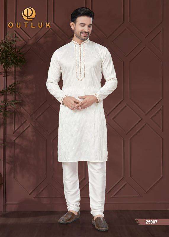 OUTLUK PRESENTS WEDDING COLLECTION VOL-25 PURE SILK READYMADE ATTRACTIVE KURTA PAJAMA CATALOG WHOLESALER AND EXPORTER 